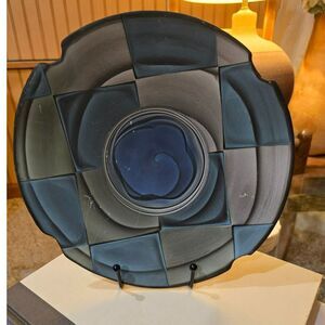 Jim Kemp Post Modern Blue and Gray 10" Decorative Pottery Plate